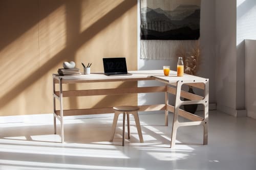 L shape desk, Desk,Mid century modern, Modern Scandinavian | Tables by Plywood Project