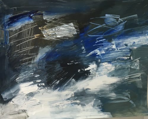 Indigo Veil | Oil And Acrylic Painting in Paintings by Eugenie Diserio