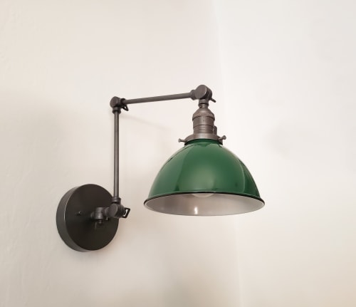 Adjustable Wall Industrial Sconce - Gunmetal and Green - Mid | Sconces by Retro Steam Works