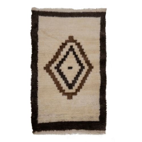 Beige and Brown Color Medium Size Turkish Tulu Rug With | Rugs by Vintage Pillows Store