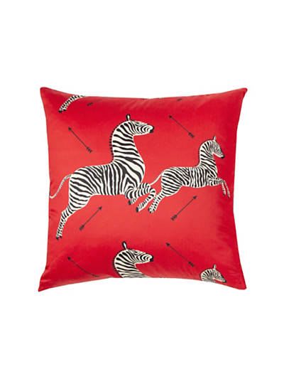 Red Scalamandré Zebras Throw Pillow | Pillows by Kevin Francis Design