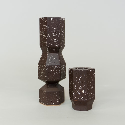 Dark Brown Terrazzo - Candleholder Set | Decorative Objects by Tropico Studio