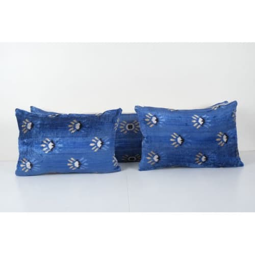 Christmas Gift Blue Lumbar Pillow Cover, Set of Three Lamb H | Pillows by Vintage Pillows Store