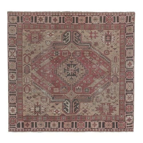 Antique Caucasian Kazak Rug with Tribal Geometric Medallion | Rugs by Vintage Pillows Store