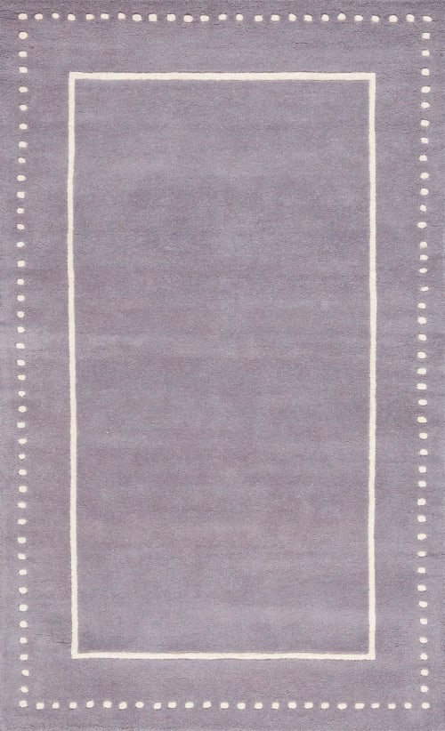 Hand-Tufted Wool Area Rug, Lavender Dotted Border, Cozy Earthy Living Room Carpet | Rugs by Mohd Raza K
