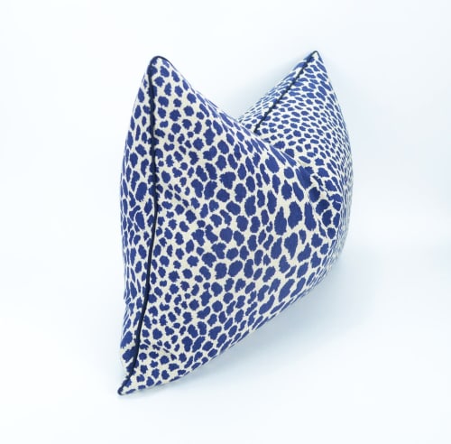 blue leopard print pillow // leopard print cushion // cheeta | Pillows by velvet + linen