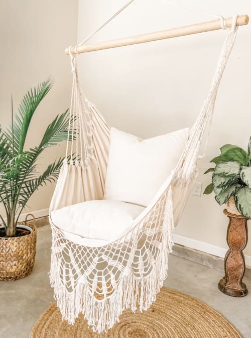 White Crochet Hammock Swing Chair | NINA | Chairs by Limbo Imports Hammocks