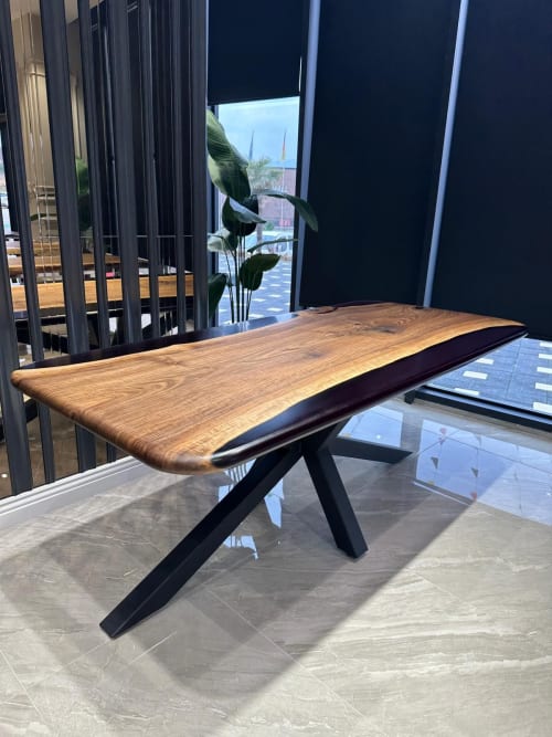 Walnut Epoxy Table - Resin Dining Table - Modern Table | Tables by Tinella Wood