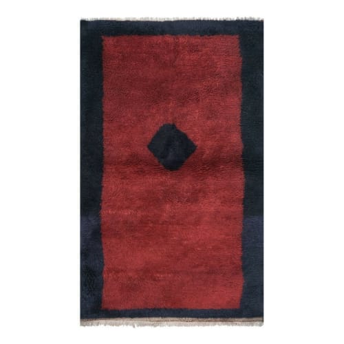 Angora Wool Red Color Shaggy Rug Long Pile Filikli Tulu | Rugs by Vintage Pillows Store