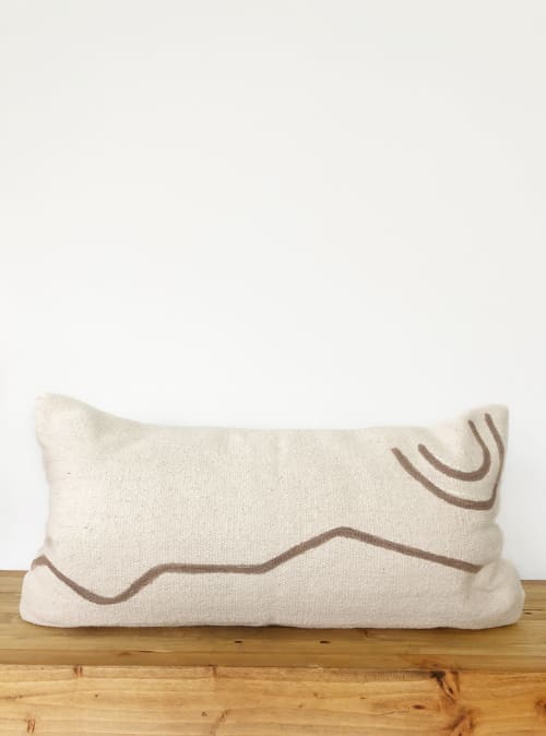 Navarre Handwoven Lumbar Pillow Cover - Dark Tan | Pillows by Coastal Boho Studio