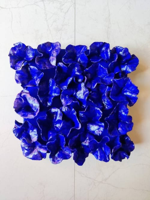 "Ultramarine blue flowers" | Wall Sculpture in Wall Hangings by Art By Natasha Kanevski