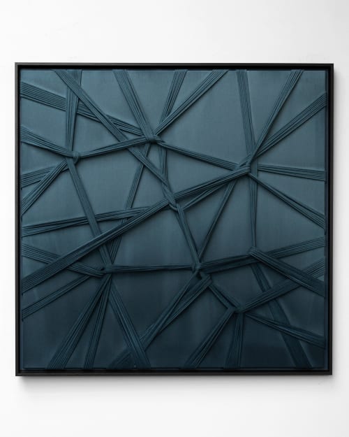 Dark Blue Textile Artwork - VERA | Wall Hangings by Rianne Aarts / Teddy and Wool Studio