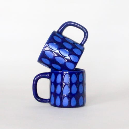 Monochrome Mug - Blue Raindrop | Drinkware by btw Ceramics