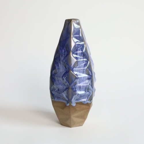 Oblique Slender in Coral Blue | Vase in Vases & Vessels by by Alejandra Design