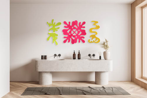 Set of 3 Fluorescent Acrylic Art/ Neon Pop Art /Wall Art/Mod | Wall Hangings by uniQstiQ
