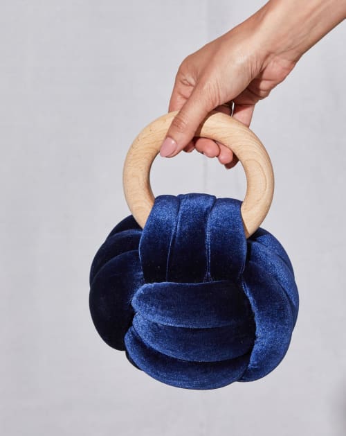 Midnight Blue Velvet Knot Door Stop\ Accent Piece | Clamp in Hardware by Knots Studio