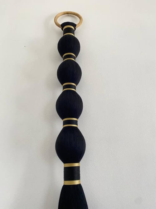 Black Gold Macrame Wall Hanging, Luxury Tassel Wall Decor, Boho Wall Art, Modern Home Tapestry, Large Decorative Tassel | Wall Hangings by İnanç Yılmaz