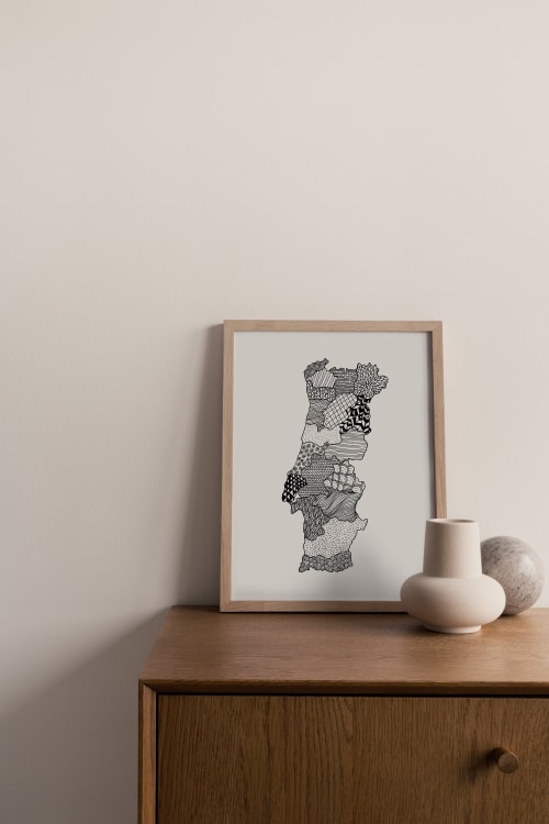 Portugal Print, Map Art Print, Black and White Illustration | Wall Hangings by Carissa Tanton