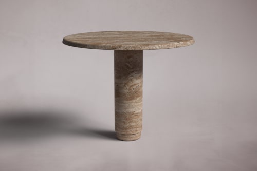 Marylou Noche Travertine Round Table | Dining Table in Tables by HamamDecor LLC
