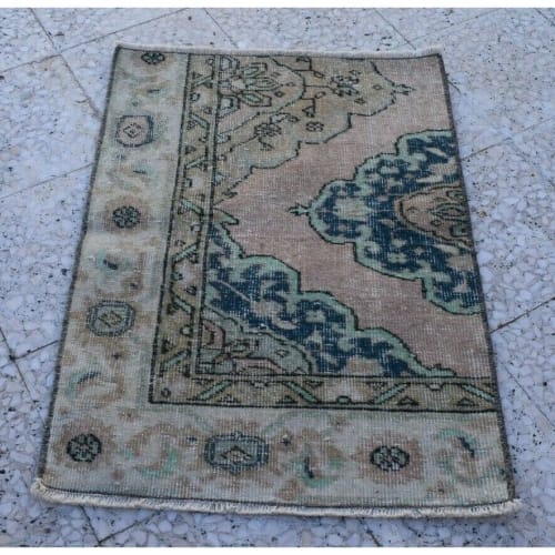 2x3 Oriental Vintage Wool Handmade Traditional Carpet | Rugs by Vintage Pillows Store