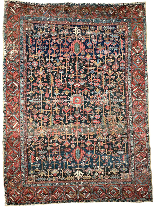 AMAZING Antique Rug BLOOMING MIDNIGHT JUNGLE Antique Rug | Area Rug in Rugs by The Loom House