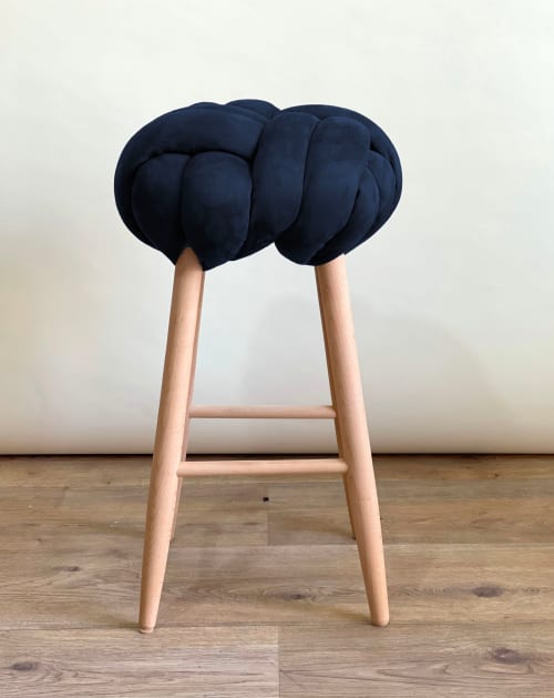 Indigo Blue Vegan Suede Knot Bar Stool | Chairs by Knots Studio