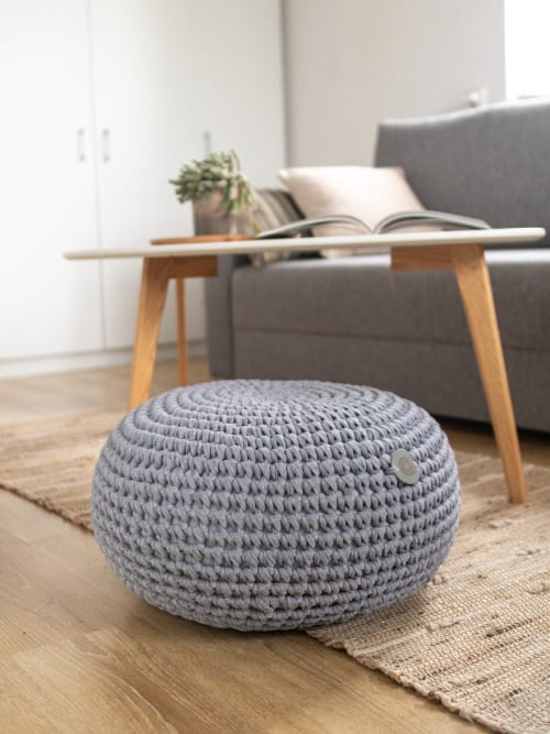 Boho small pouf | Benches & Ottomans by Anzy Home