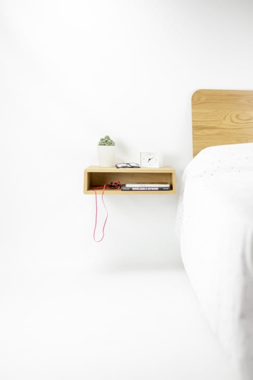 Floating Wood Nightstand | Storage by Manuel Barrera Habitables