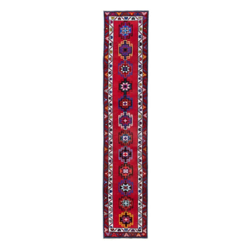 Handknotted Colorful Turkish Herki Runner Rug - Hallway | Rugs by Vintage Pillows Store