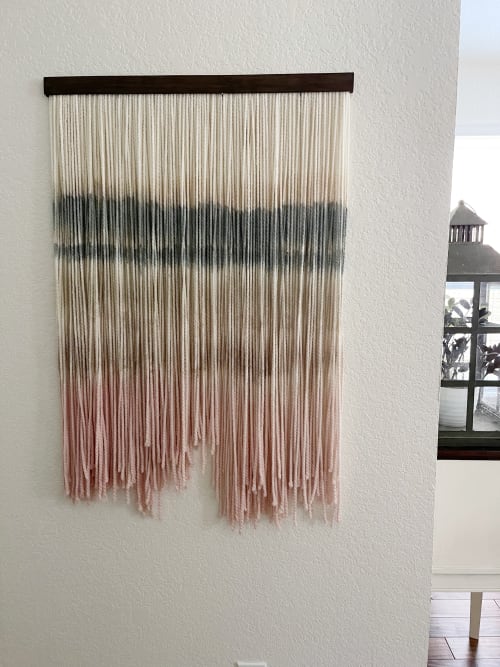 Abstract Dip Dyed Wall Hanging-Down by the Lakes #2 | Wall Sculpture in Wall Hangings by Mpwovenn Fiber Art by Mindy Pantuso