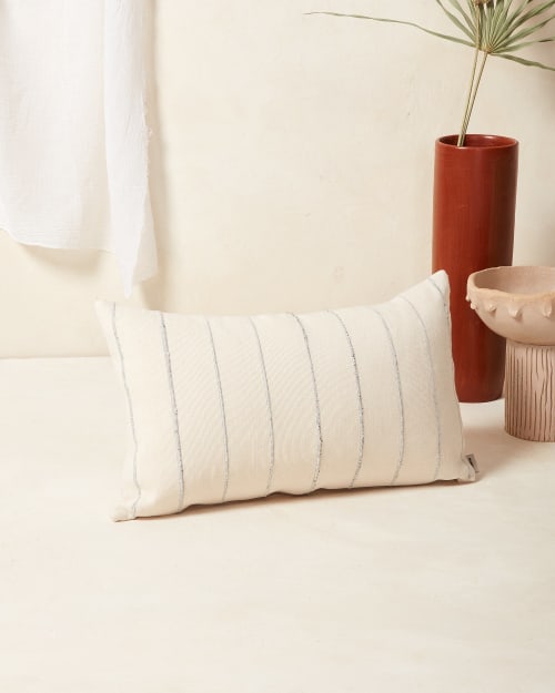 Recycled Stripe Lumbar Pillow - Grey | Pillows by MINNA