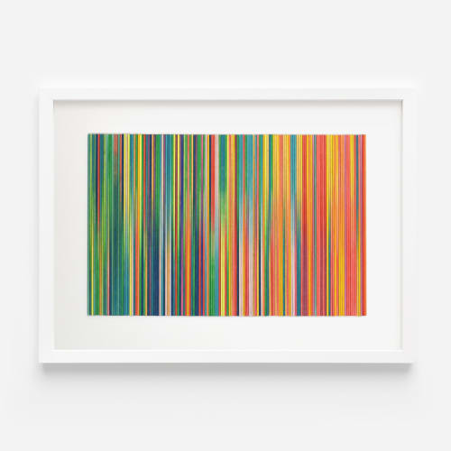 Irregular Narrow Stripe Colour Study Painting, Landscape | Collage in Paintings by Amelia Coward