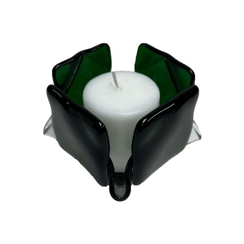 Transparent Green Glass Candleholder | Candle Holder in Decorative Objects by Sand & Iron