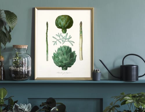 Vintage Farmhouse Kitchen Art with vegetables, Artichoke and | Prints by Capricorn Press