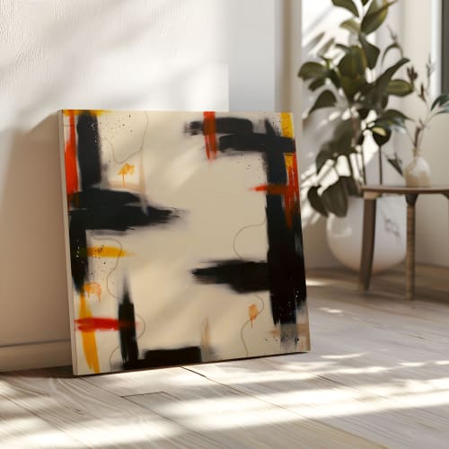 Slow Burn | Square Abstract Canvas Print | Burnt Orange Wall Art | Prints in Paintings by Abby May