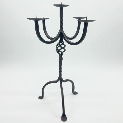 Hand Forged Iron Candelabra 23.5″ (60cm) | Decorative Objects by Edecra