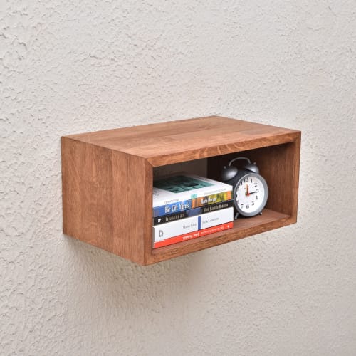 Black Floating Nightstand, Wood Bedside Tables | Storage by Picwoodwork