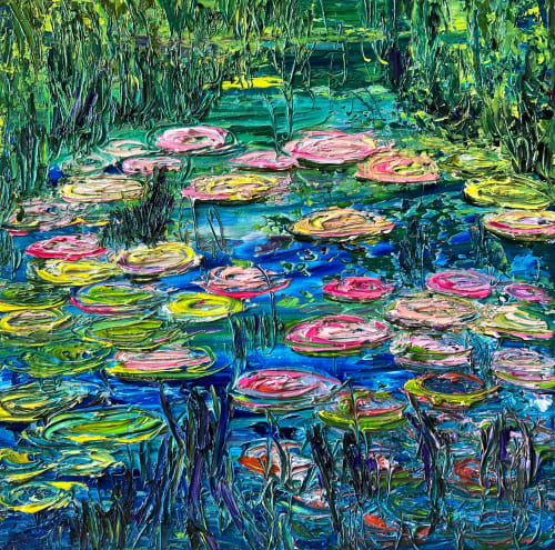 Water Lily Escape | Oil And Acrylic Painting in Paintings by Checa Art