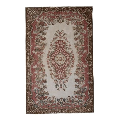 Vintage Hand Knotted Turkish Oushak Rug 5.8 x 9.1 | Rugs by Vintage Pillows Store