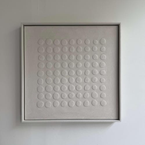 Minimalist Wall Art - Abstract Monochrome Sculpture - Plaster Painting - Textured Dots Symmetric Relief - Perfect Housewarming Gift | Wall Hangings by Vaiva Art Atelier