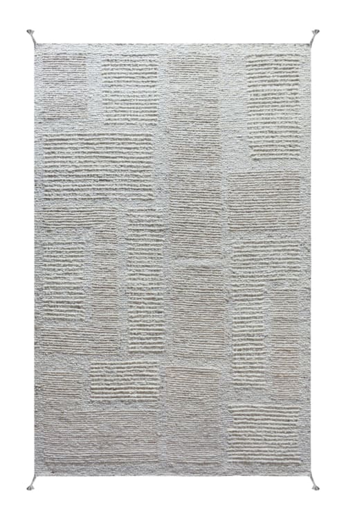 Handmade Wool Area Rug, Neutral Geometric Moroccan Living Room Carpet | Rugs by Swiflo