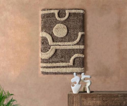 Modern Tufted Wool Hanging | Geometric Fiber Decor | Boho Neutral Decor | Handmade Textile Piece | Wall Hangings by Swiflo