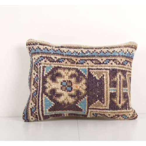 Turkish Oushak Rug Pillow, Wool Pillow Case Fashioned From a | Pillows by Vintage Pillows Store