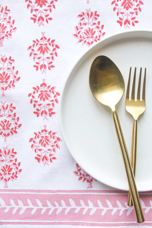 Tablecloth - Lotus, Cherry & Pink | Linens & Bedding by Mended