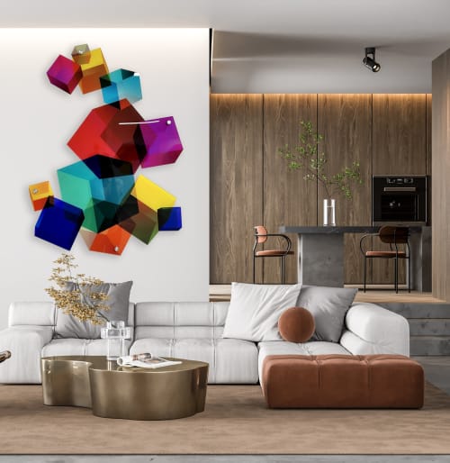 Multicolor Squares / Printed Acrylic Art/ Wall Art / Wall De | Wall Sculpture in Wall Hangings by uniQstiQ