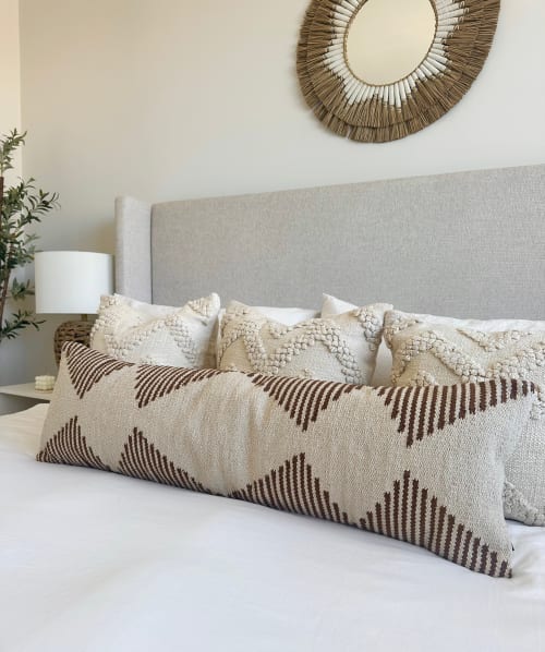 Oversized Lumbar Pillow 12x40 Modern Boho Striped Pillow | Pillows by Busa Designs
