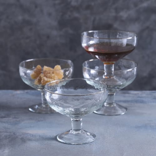 Pebbled Footed Small Compotes - Set of 4 | Glass in Drinkware by The Collective