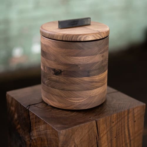 Modern Walnut Wood and Steel Ice Bucket | Drinkware by Alabama Sawyer