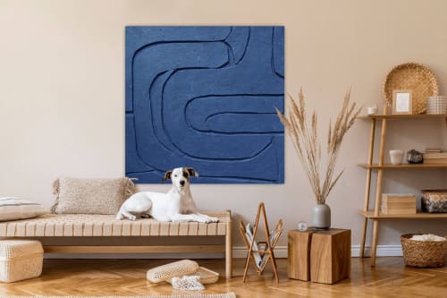3d wall sculpture navy blue relief painting art navy blue | Paintings by Berez Art
