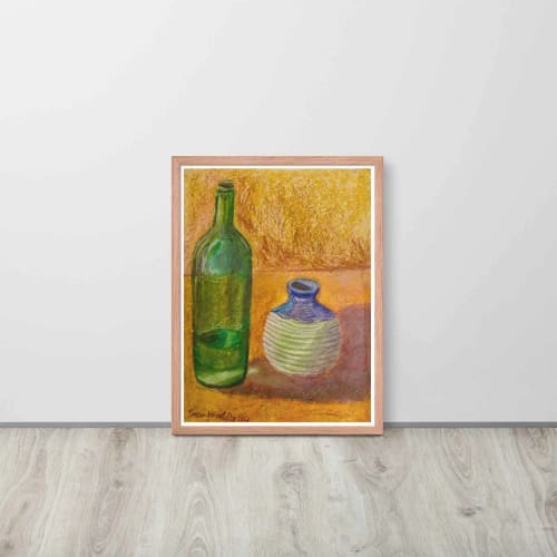 Framed Still Life Print - Still Longing in Yellow Ochre | Work by Eman's Gallery